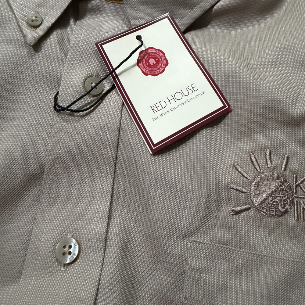 Red House Men's Button-Down Long sleeve Shirt in Taupe Kyra Infotech Size Large